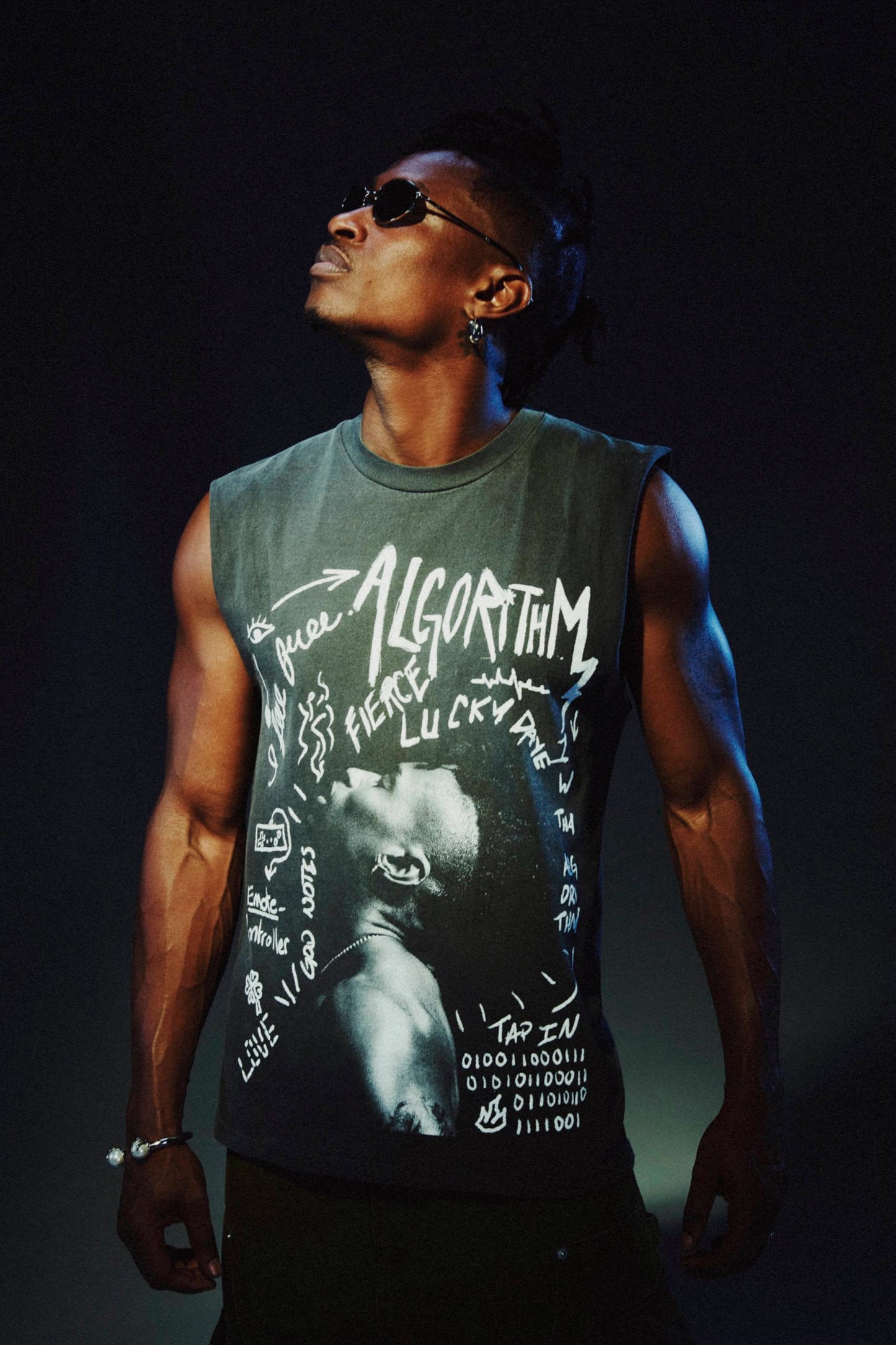 Algorithm Sketched Portrait Sleeveless Tee